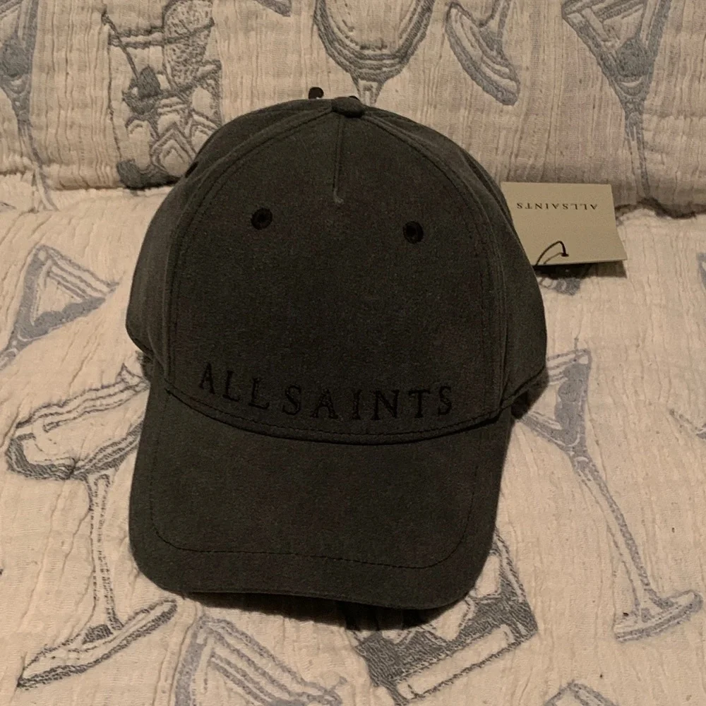 All Saints Black Embroidered Logo Cap - Picture 1 of 5